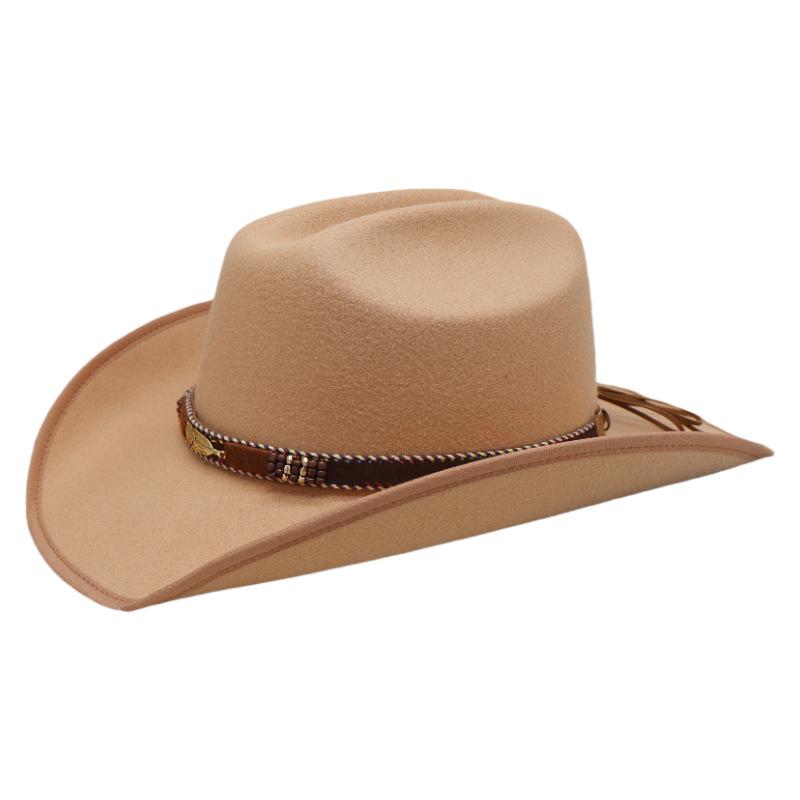 Men And Women Western Cowboy Hat Big Eaves Hat Jazz Hat Spring Ethnic Hat Felt Hat