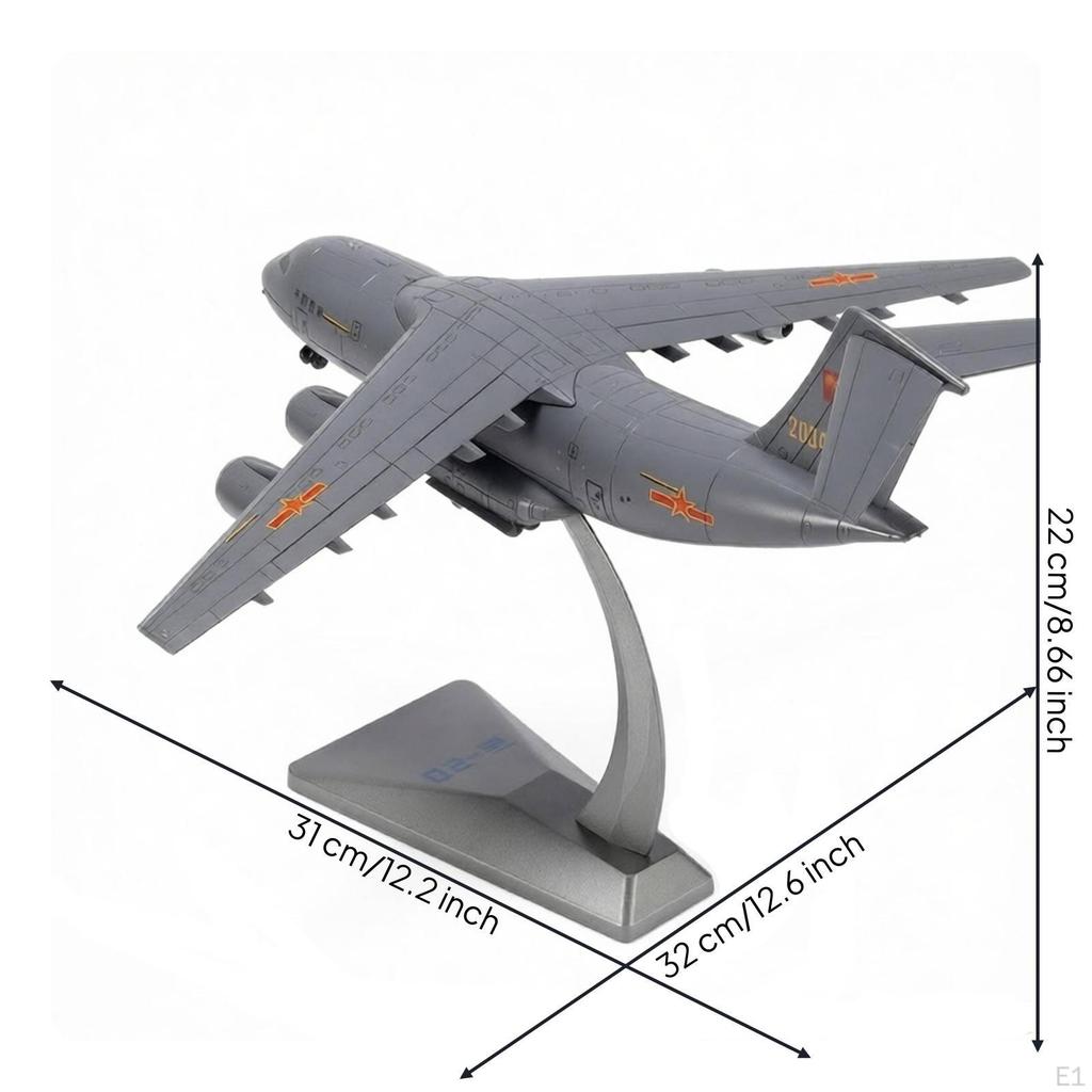 Diecast Y-20 Model Metal Aircraft with Stand Tabletop Realistic for