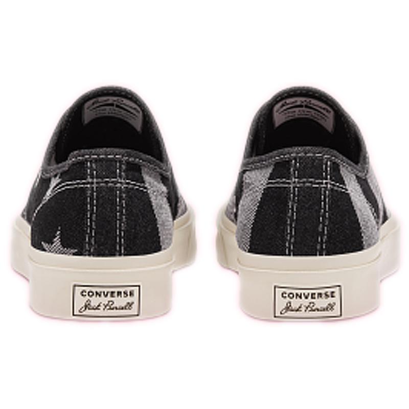 Converse Jack Purcell Open Smile Striped Simple Versatile Low-top Canvas Shoes Unisex Black and Gray