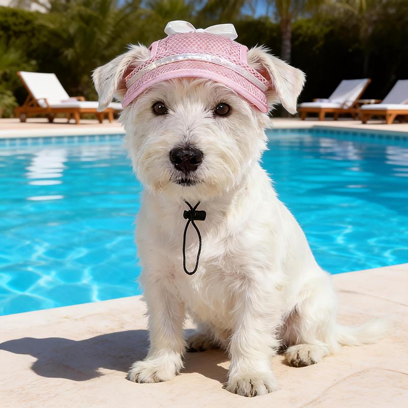 Neuer Stil Haustierhut Niedlich und Atmungsaktiv Leichtes Sommermodell mit Verstellbarem Riemen Hunde- und Katzenohrenabdeckung Sommer-Sonnenhut Zubehör