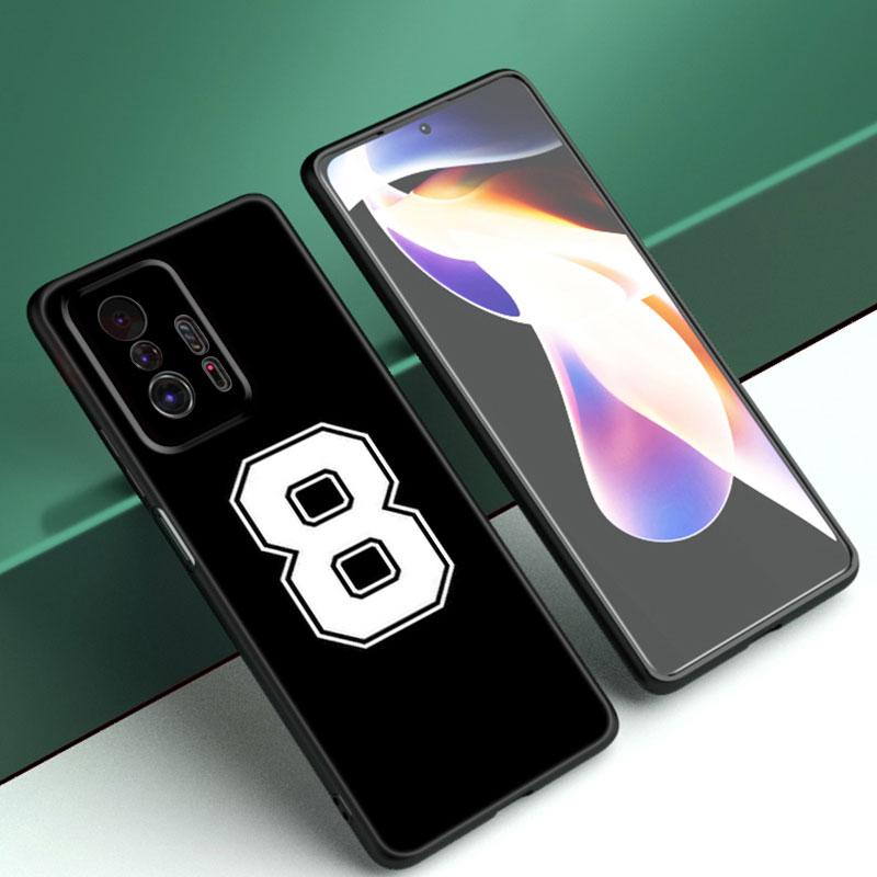 Husa de telefon cu număr de baschet de fotbal pentru Xiaomi Mi A2 8 9 SE Note 10 10T 11 12 Lite 9T 11T 12S 12T Pro A3 6X 12X Husă neagră