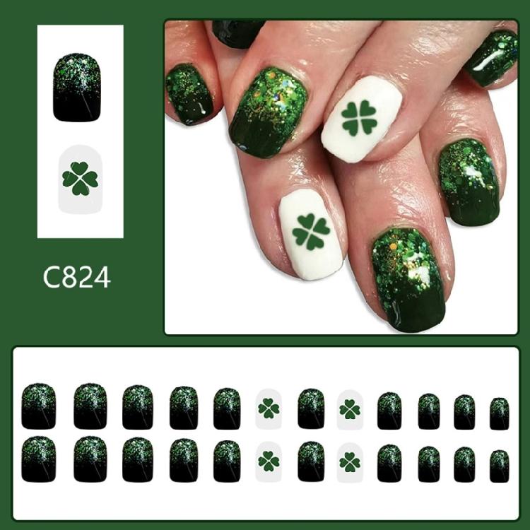 Square Fake Nail Saint Patrick’s Day Press On Nail Artificial Nail False Nail Glues On Nail Designs French Nail Tips