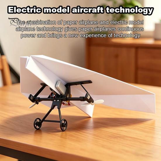 RC Plane with Dual Propellers Remote Control Paper Airplane Kit, DIY Electric Gyro Kit Stabilizer, Propellers, Lightweight Glider Assembly Toy
