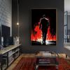 Mysterious Elegance Man Canvas Painting Red Suit Against Black Background Art Graffiti Poster Prints Modern Living Room Home Office Pictures Decor