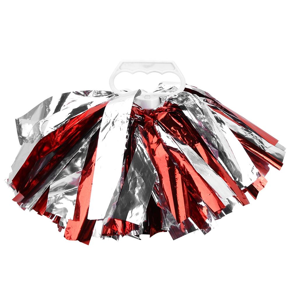 Cheer ering Pom Poms Pompoms for Dance Party School Sports Competition (Silver+Green)