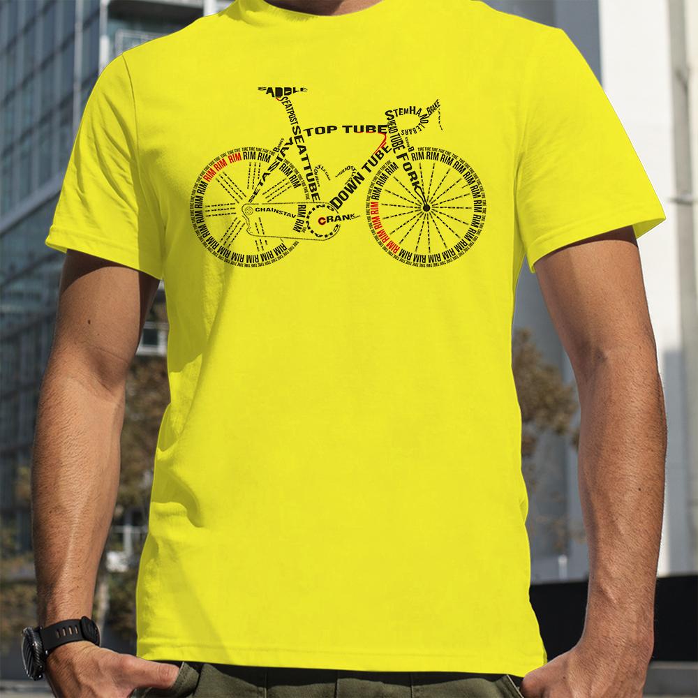 Anatomy of a Bike Alphabet Style Mountain Bike Print T-Shirts Men Summer Breathable Short Sleeves Loose Oversized Tee Unisex