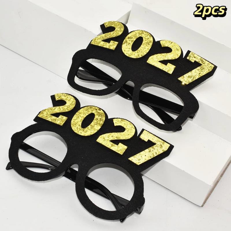 Occhiali Numero 2027 Occhiali Buon Anno Occhiali da Sole con Glitter di Diamante Prop per Cosplay Decorazione Festa di Natale Occhiali Divertenti