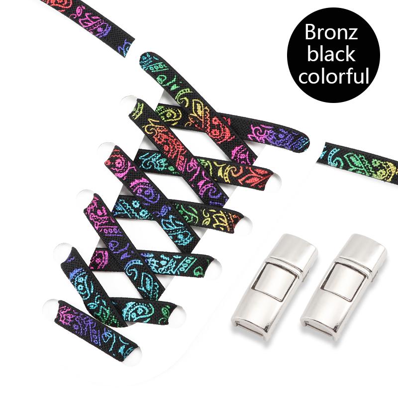 Elastic Laces Press Lock No Tie Shoelaces Without Ties AF1/AJ Cashew Flower Sports Kids Adult 8MM Thick Tennis Colorful Shoelace