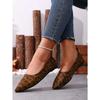 Pointed Leopard Print Pumps for Women's 2025 Autumn New Flat Plus-size Beanie Shoes