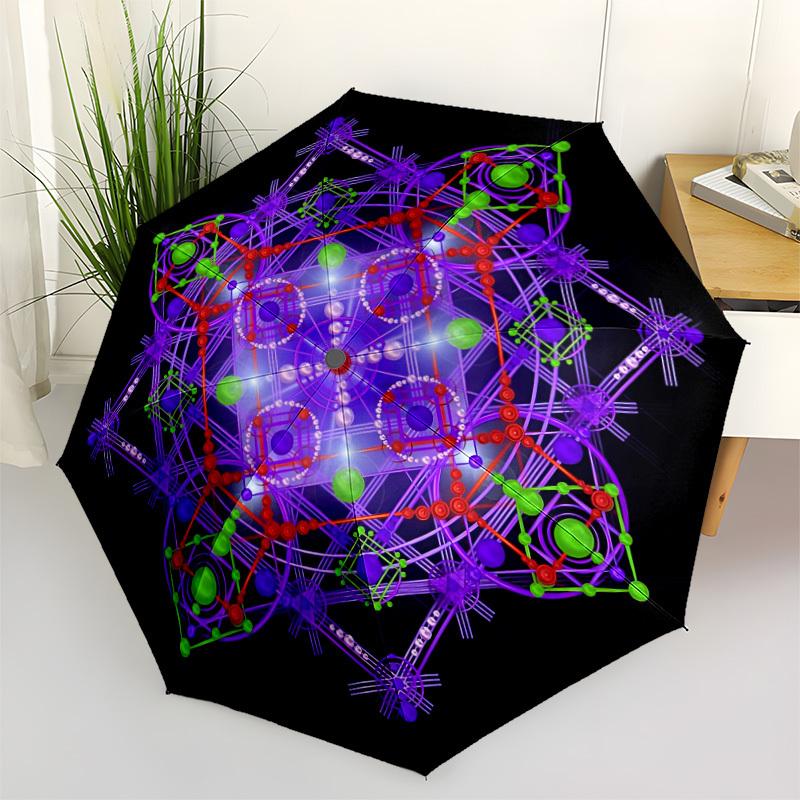 

1pc Sacred Geometry Mandala Automatic Folding Umbrella. Portable collapsible design, Best birthday festival gift yy250924169