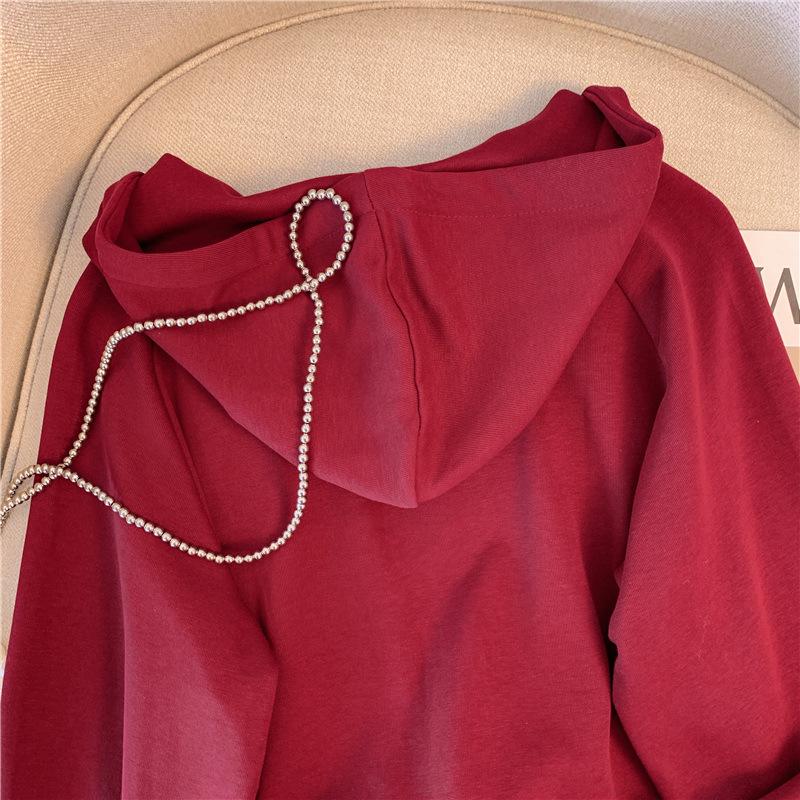 Korean Color Block Hooded Sweatshirt Jacket - Women's Casual Spring/Autumn Zipper Top