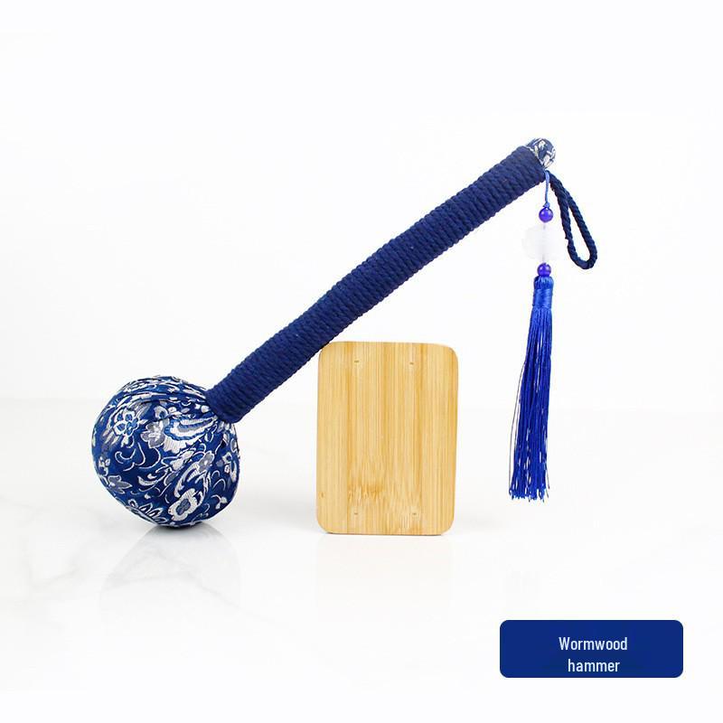 Year of the Horse Mugwort Meridian Massage Hammer - Solid Color Brocade Multifunctional Health Gift