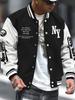Men's Alphabet Print Baseball Collar Bomber Jacket Loose Casual Sports Long-sleeved Varsity Jacket Suitable for Autumn and Winter