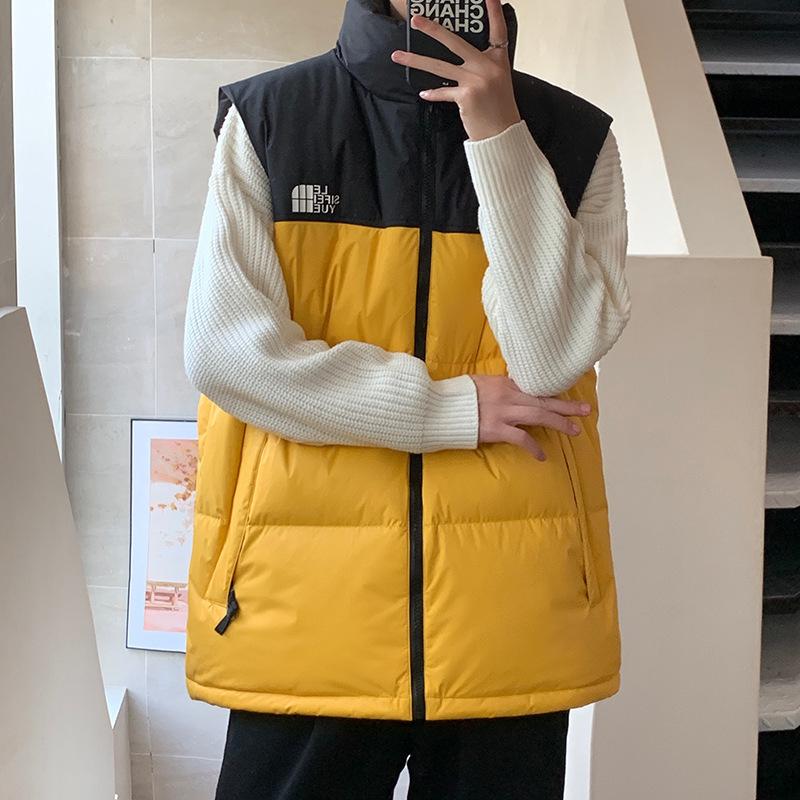 

Men s Coat Autumn and Winter Cotton Vest Men s Shoulders Warm Youth Fashion Loose Hong Kong Style Vest Men M жовтий