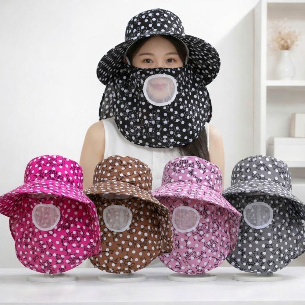 Wide Brim Face Mask Sun Hat UV Protection Fisherman's Hat Tea Picking Work Hat  Summer Outdoor