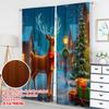 2pcs 2D flat printing Fashionable Christmas Curtains Christmas Reindeer Gifts Sleigh Digital Printed Polyester Drapes Holiday