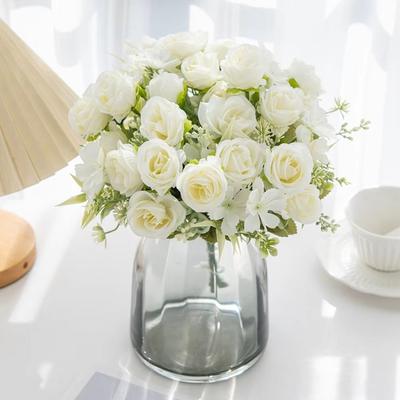 Artificial Flowers Silk Roses Wedding Wreath Home Room Table Festival Decor Bridal Bouquets Outdoor Yard Garden DIY Gifts Cheap