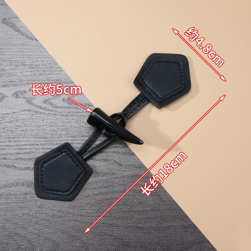 1 Pair Horn Buttons Duffle Coat Jacket Fasteners Toggle with Leather Patch Buckle Buttons for Overcoat Decor Sewing Accessories