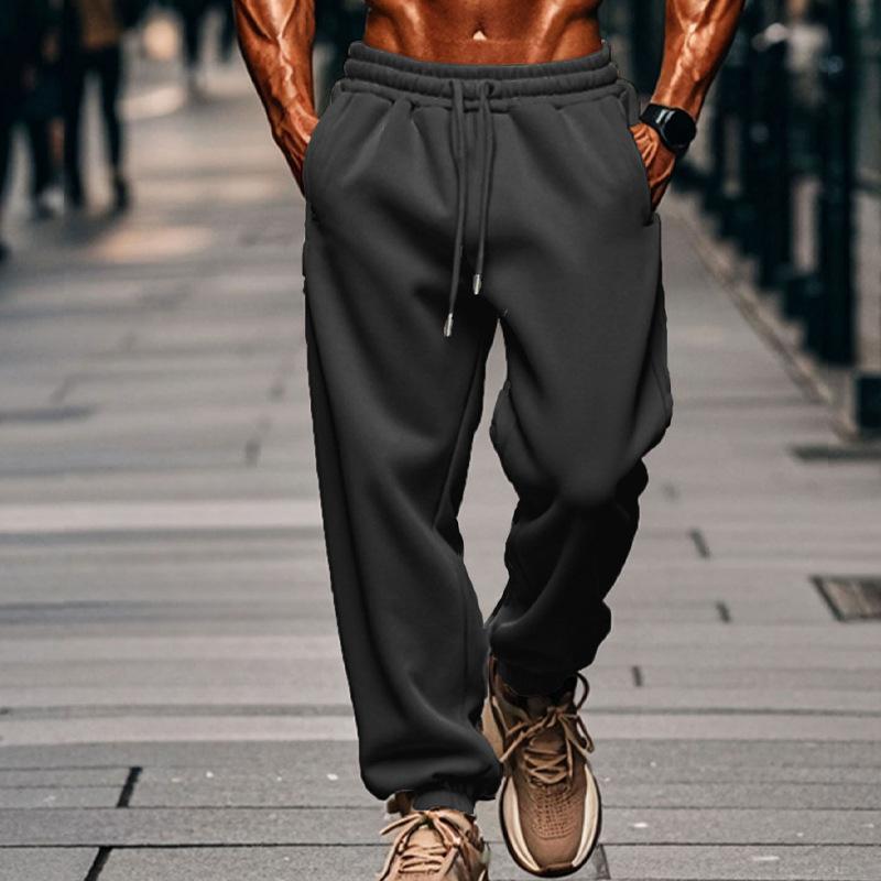 

Мужские повседневные брюки осень-зима флисовые однотонные модные санитарные брюки подходят для занятий спортом на открытом воздухе брюки мужские XXXL чёрный