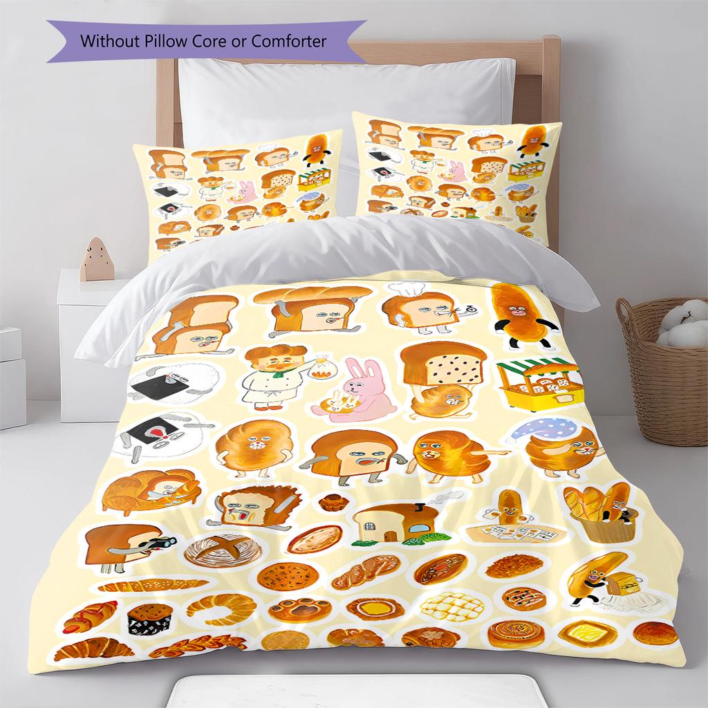 Bread Thief Pattern Bedding,Quilt Set Quilt Cover Pillowcase Home Birthday Gift (1 * Duvet Cover + 2 * Pillowcase, Without Core)