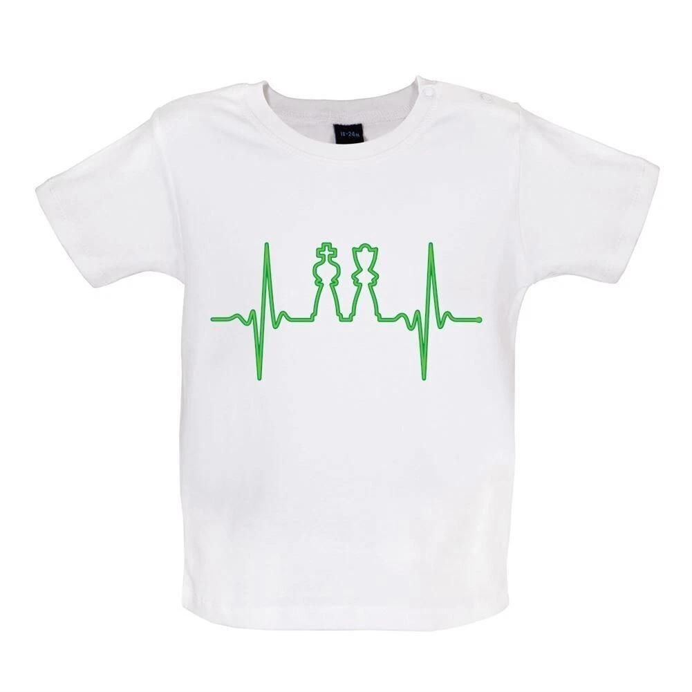 

Heartbeat Chess -Baby Kids Boys Girls Unisex T-Shirt / Romper Tees Top- Board Game Player Love Parts King 100