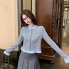 Women's 2026 College-Style Grey Knit Cardigan Dress - Early Spring Korean Outfit