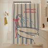 Korean Style Bathroom Shower Curtain Partition Anti-Mold Set No-Drill Waterproof Fabric Dry Wet Separation Bath Curtain