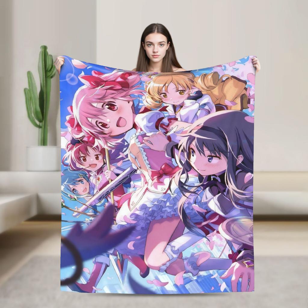 Puella Magi Madoka Magica Blanket Anime Flannel Awesome Soft Throw Blanket for Bedding Lounge Decoration