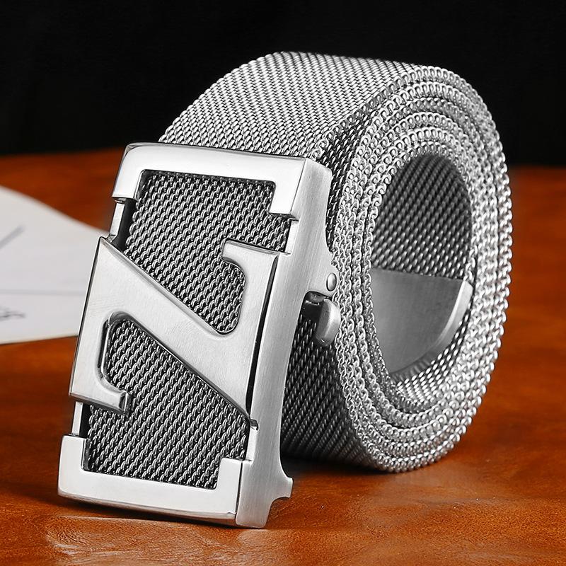 Inside 304 stainless steel belt buckle head Men's belt buckle Outdoor Full metal belt chain Trendy men's leisure