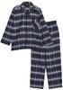Kaitak Family Men's Cotton Pajama Shirt, Long Sleeve, 100% Cotton Flannel, Check Pattern, Spring, Autumn, Winter (Size M, Blue)