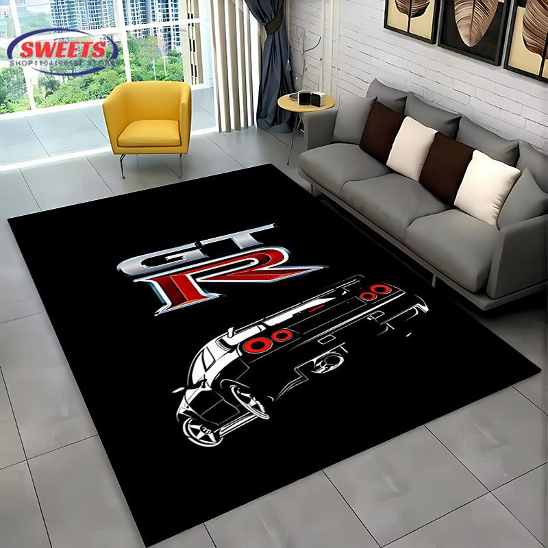 3D HD Printing Classic GTR Racing Car Area Rug,Carpet for Living Room Bedroom Sofa Doormat Decor Rug Non-slip Floor Mat Alfombra