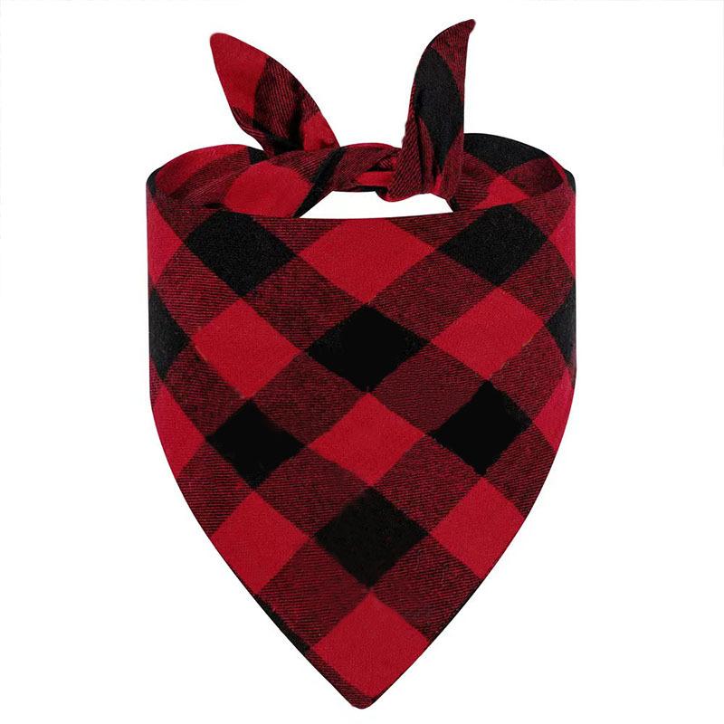 Christmas pet triangle towel plaid dog cat saliva towel print pet scarf