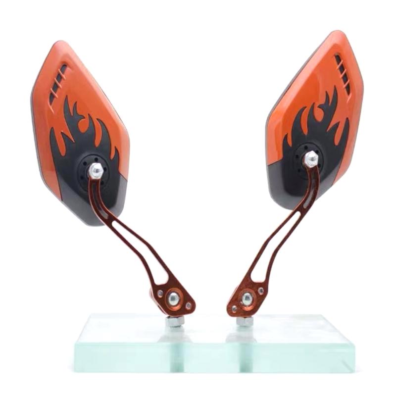 Pairs of Distinctive Flame 8mm 10mm Rearview Side Mirror for Motorcycle Scooter Moped Bike