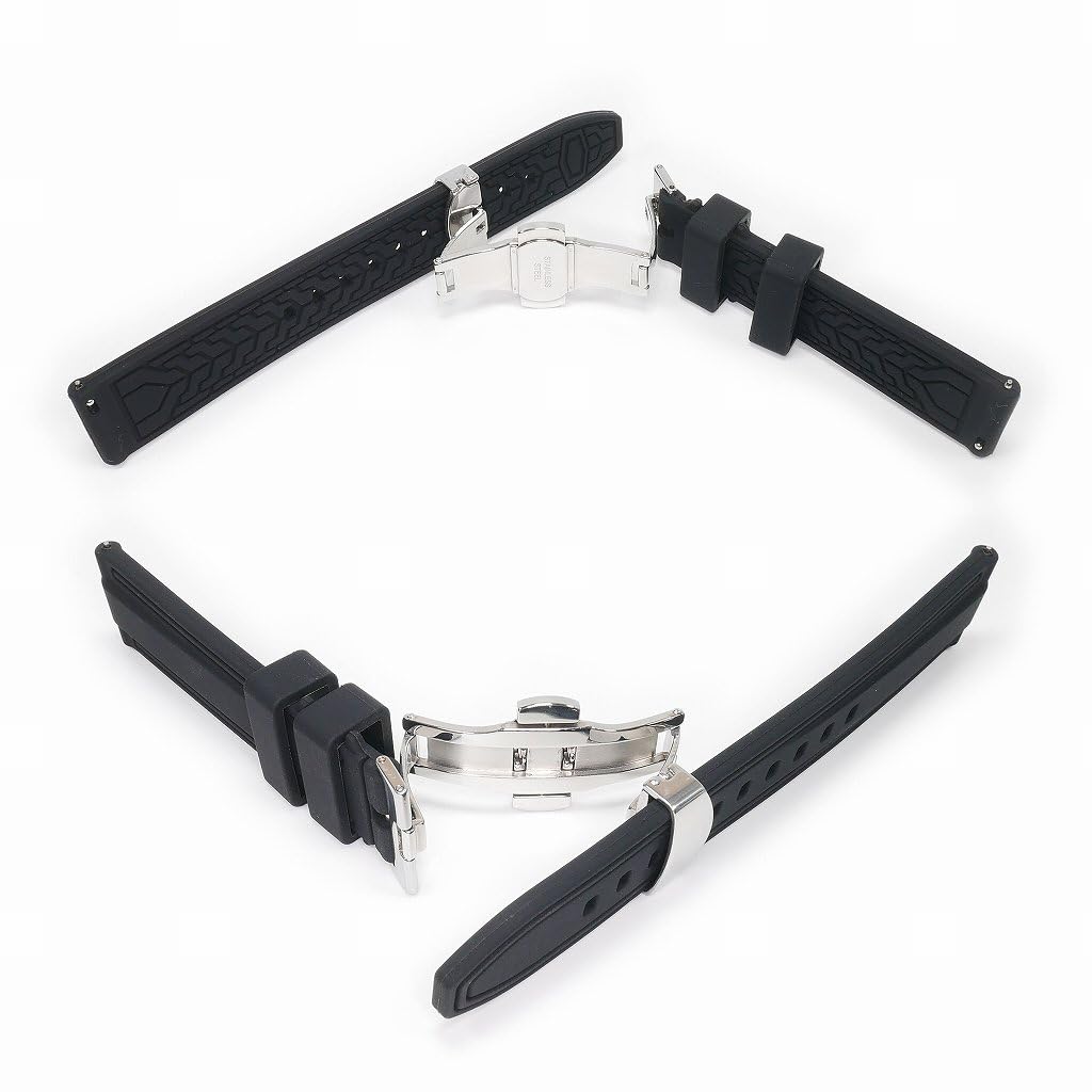 Swatch X Omega Compatible Rubber Strap with Type D-buckle, Double-line (black/black Line)