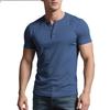 Men Summer Casual Slim Fit Short Sleeve Solid Henley Shirt