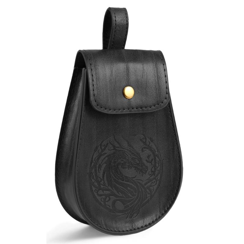 Men's Renaissances Costume Vikinges Costume Accessories Set Medieval Pirate Leather Belt Waist Bag Halloween Costumes