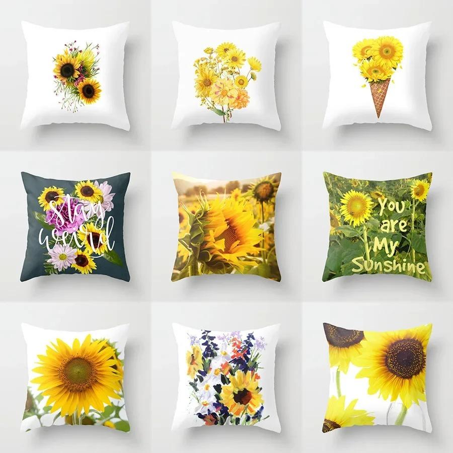Sunflower Home Decor Car Sofa Cushion Cover Bed Printed Pillow Decoration