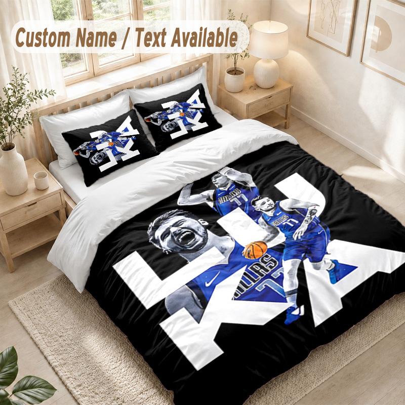 Dallas Mavericks Bedding Set, 1 Duvet Cover & 2 Pillowcases Soft Comfortable Bedroom Home Textile Decor
