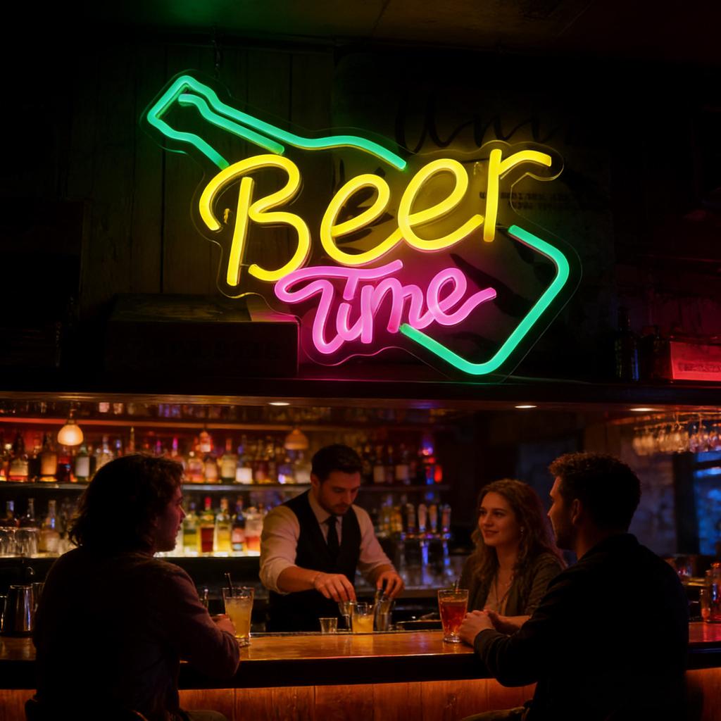 Beer Time Led Neon Sign Shop Bar Restaurant Hotel Decorative Light Neon Bedroom Wall Kitchen Personalized Decor Night Light USB