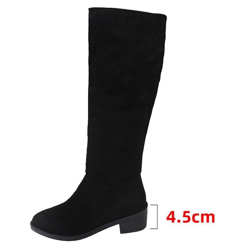 fashion Pleated Knee High Long Boots for Women 2024 Autumn Winter Pointed Toe Thick Heels Cowboy Boots Woman Slip On Brown Western Shoes