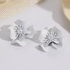 Fashion Trend Versatile Flower Earrings Double Petal Earrings Stems Pearl Color Spray Paint Earrings