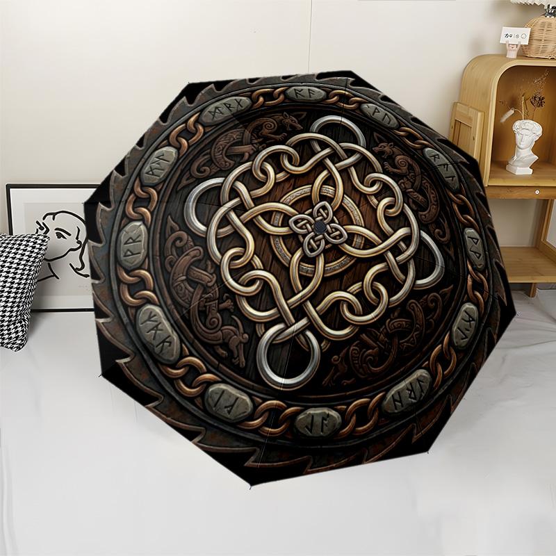 Symbolic Pattern Umbrella, Portable and Foldable Design, 8 Ribs, a Casual Accessory for Halloween, Christmas, and Birthday Gifts.