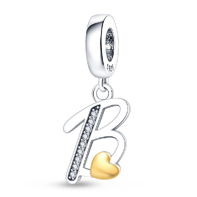 925 Silver Gold A-Z Alphabet 26 Letters Charms Bead Pendant Fit Bracelet Bangle Necklace Jewelry For Women Man