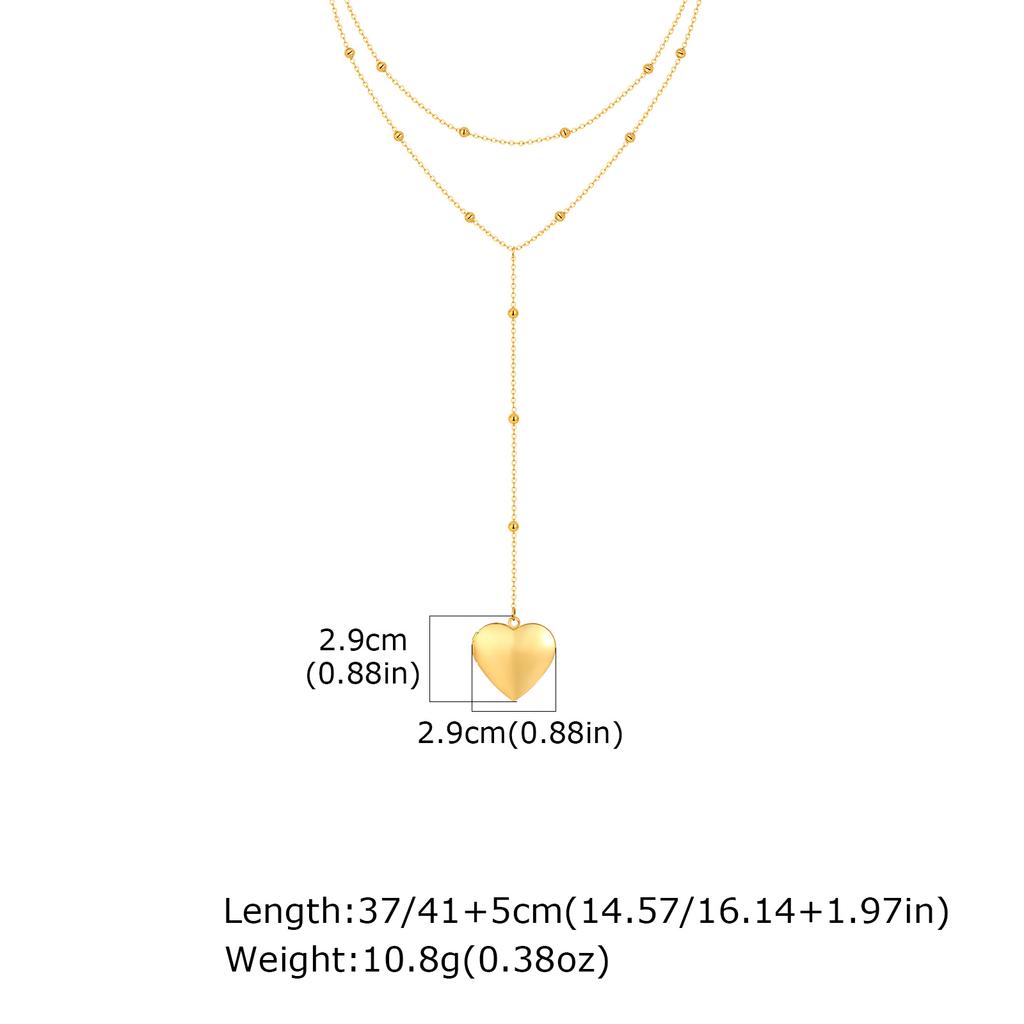 Classic Heart Locket Pendant Beaded Chain Necklace for Women Stainless Steel Family BFF Pendant Trendy Collar Jewelry Gifts