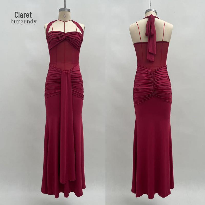 Women's 2025 Backless Bodycon Ruched Dress