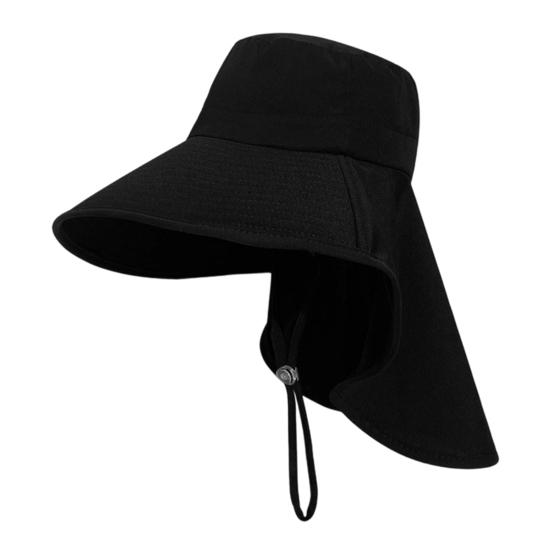 Summer Sun Protection Bucket Hat, Foldable Breathable Mesh Fisherman Hat, Ventilation Large Brim Hat with Detachable Neck Shawl for Outdoor Summer