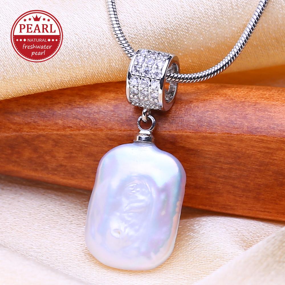 

LSOOYH Natural Freshwater Big Baroque Pearl Necklaces Party Elegant Vintage Silver Color Pendant, Birthday Gifts for Women
