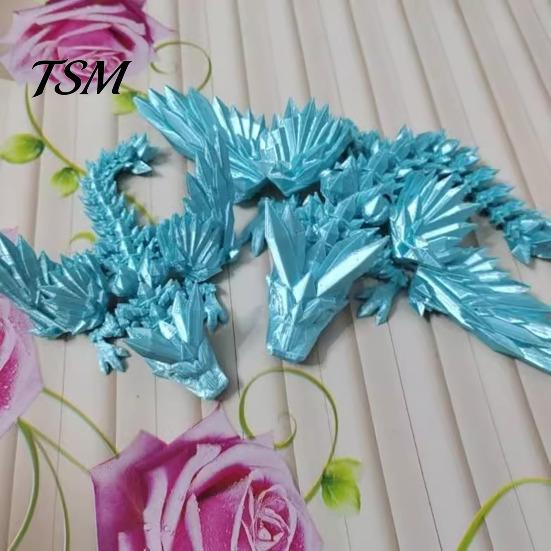 Flying Dragon Model 3D Printed Figurine Movable Joints Chinese Figure Mini Articulated Winged Fidget Toy Desktop Decoration Ornament Collectible