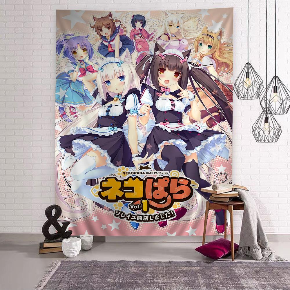 VIKAMA Katze Ohr Maid Anime Wandteppich Q Version Der Niedlichen Wanddekoration Schlafzimmer Spielzimmer Arbeitszimmer Sekundärer Moderner Stil