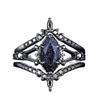 New European and American style gunmetal black retro three-piece ring set Starry Sky Crystal Black Warrior Jewelry